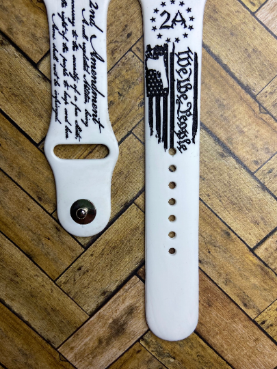 Second amendment engraved Apple Watch band with flag