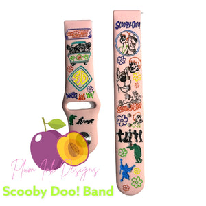 Scooby art band, engraved apple watchband, Samsung, Fitbit versa 2, gift for spooky, fan art custom