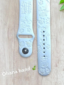 Ohana band, laser engraved Apple Watch band, Samsung, Fitbit Versa 2 watch band, personalized gift, gift, lilo,