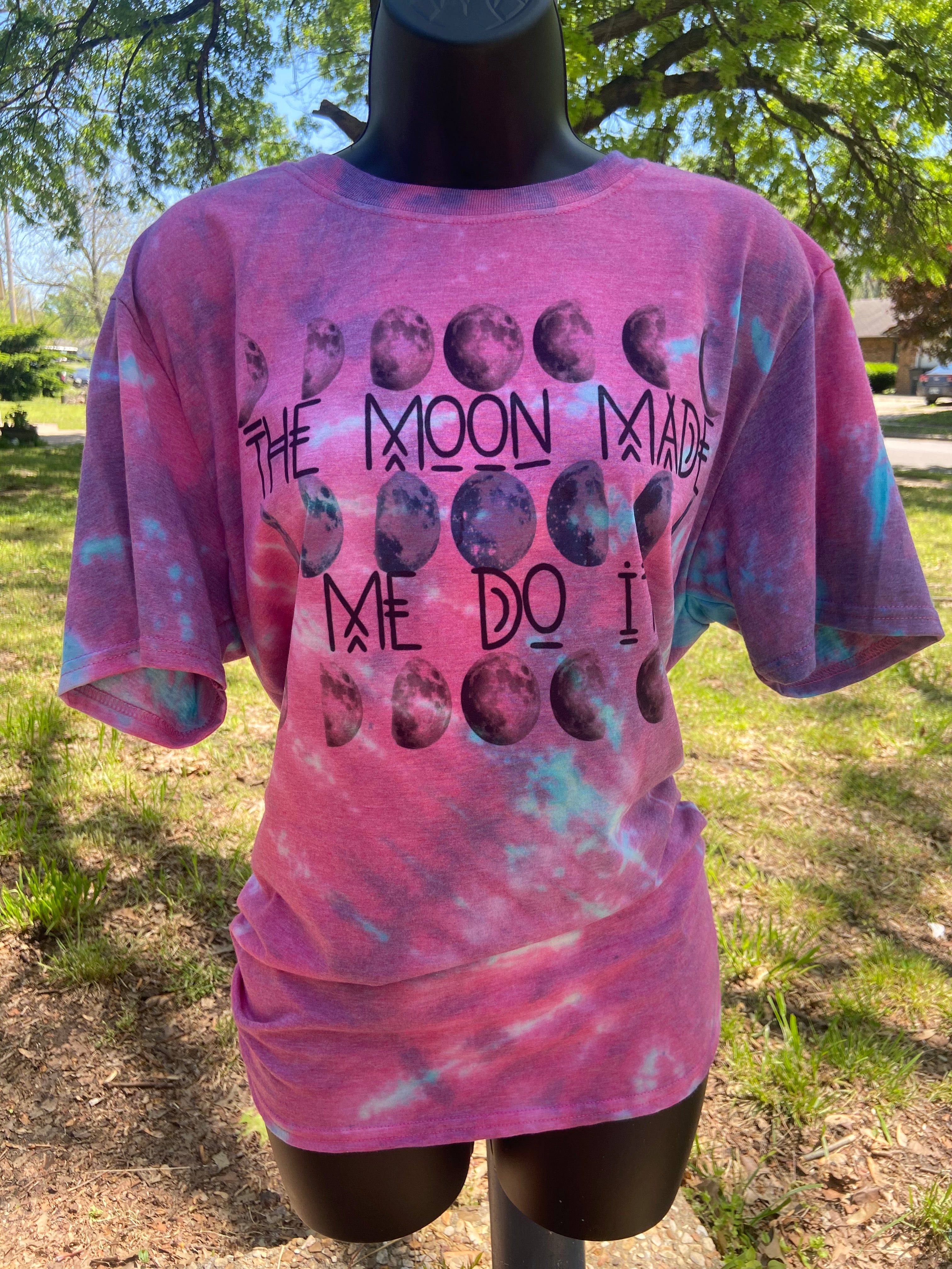 THE MOON MADE ME DO IT BLEACHED T, TIE DYED TSHIRT