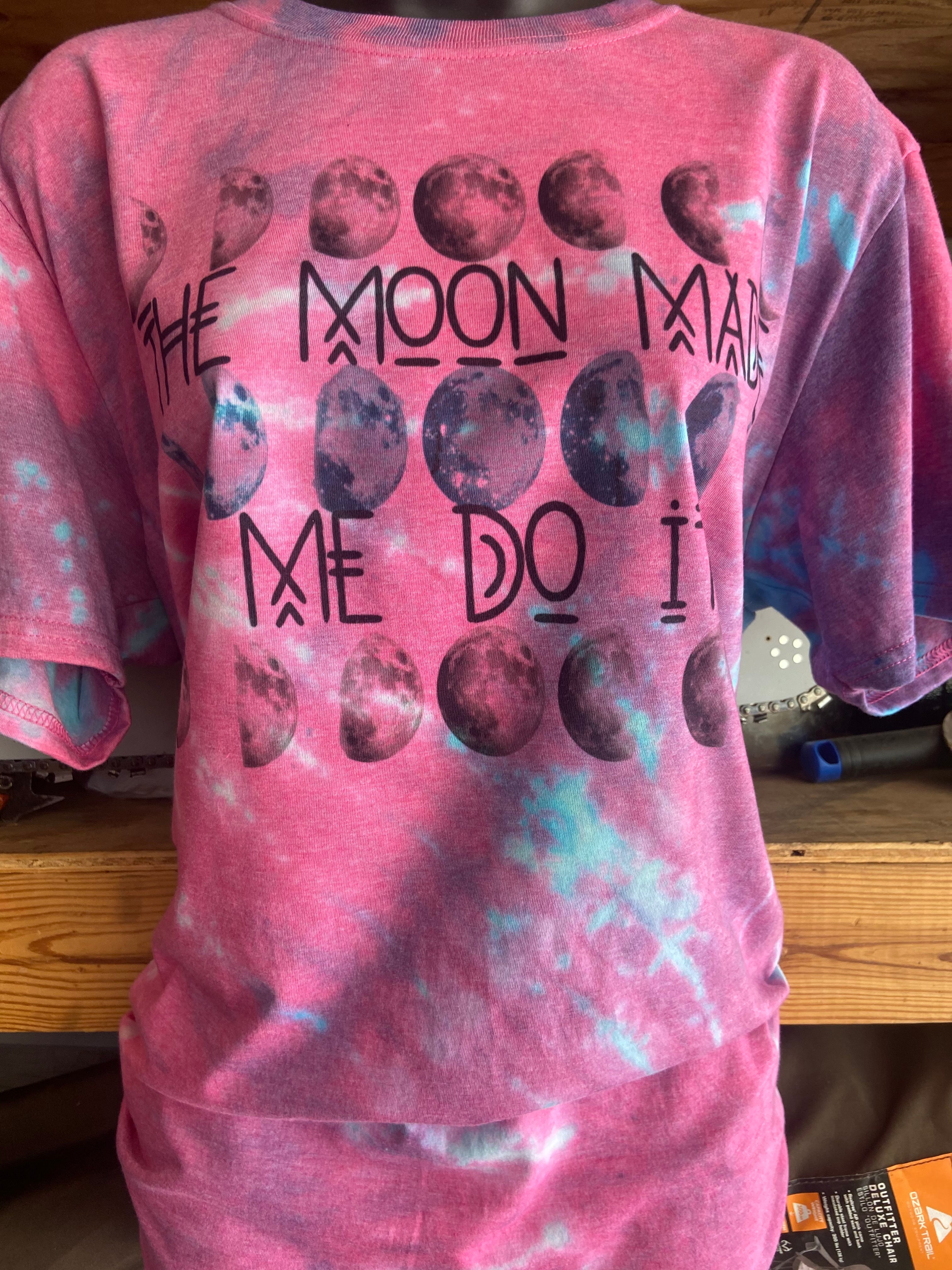 THE MOON MADE ME DO IT BLEACHED T, TIE DYED TSHIRT