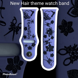 Hair themed watchband, hair stylist watch band, engraved watch band, silicone watch band, Samsung watch band, gift for her, gift, Fitbit