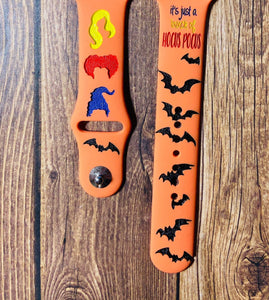 3 Witch sisters, Halloween  ghost & bats, engraved apple watch band, Samsung, Fitbit versa 2, gift for mom, halloween, gift for teen, gift for women