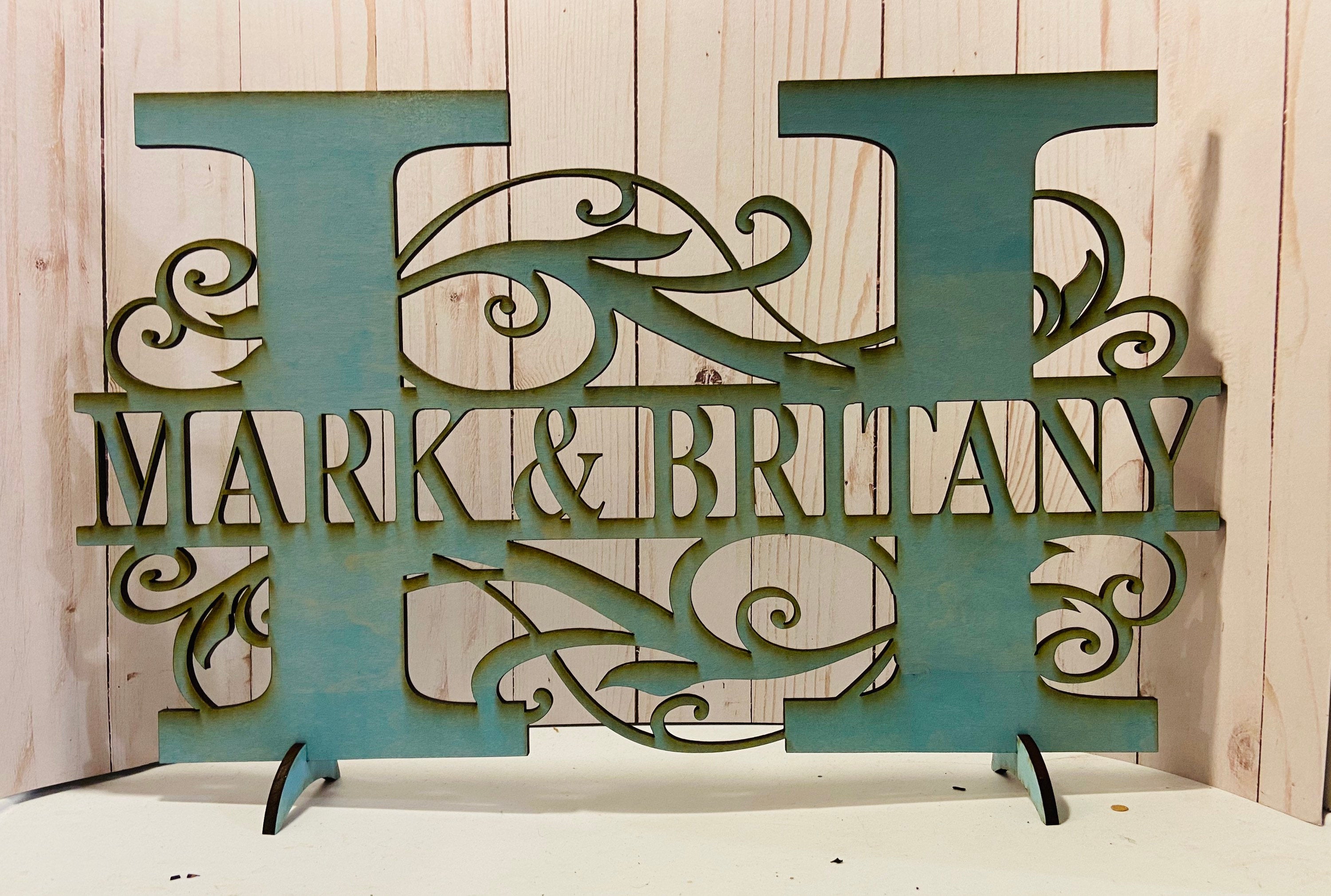 Split letter monogram sign – Plum Ink Designs