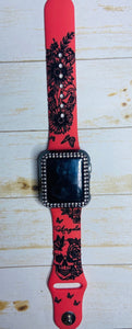 Skull engraved watchband, laser engraved apple watch, skulls, gift for her, Samsung, Fitbit Versa 2, gift for her, gift for women