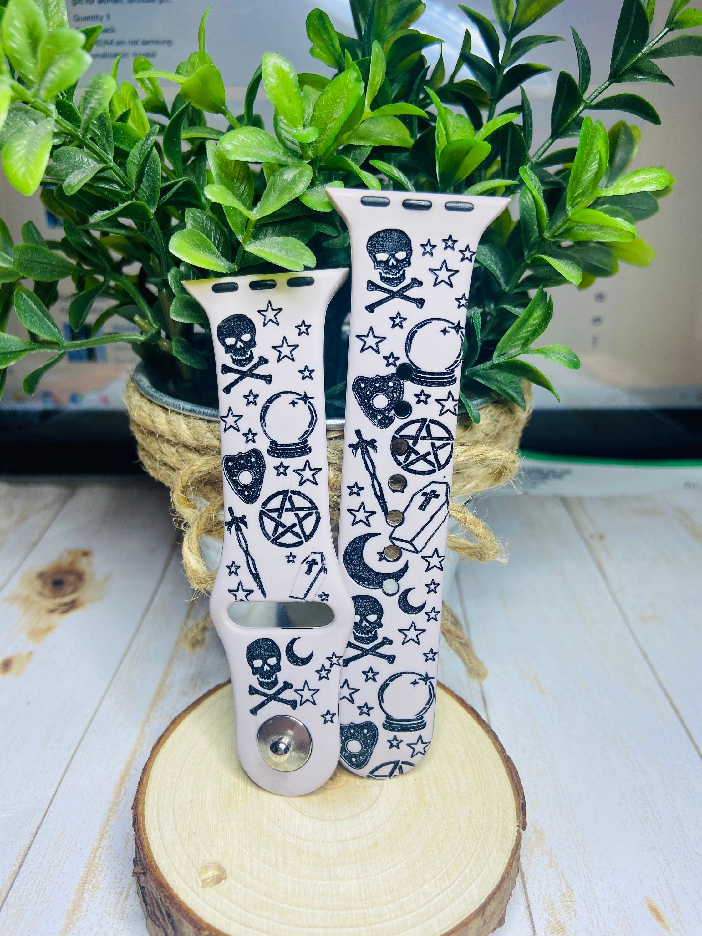 Magic witchy, witchy, coffin, engraved Apple Watch band, Samsung, Fitbit Versa 2, gift for women, gift for teen, Halloween, spooky