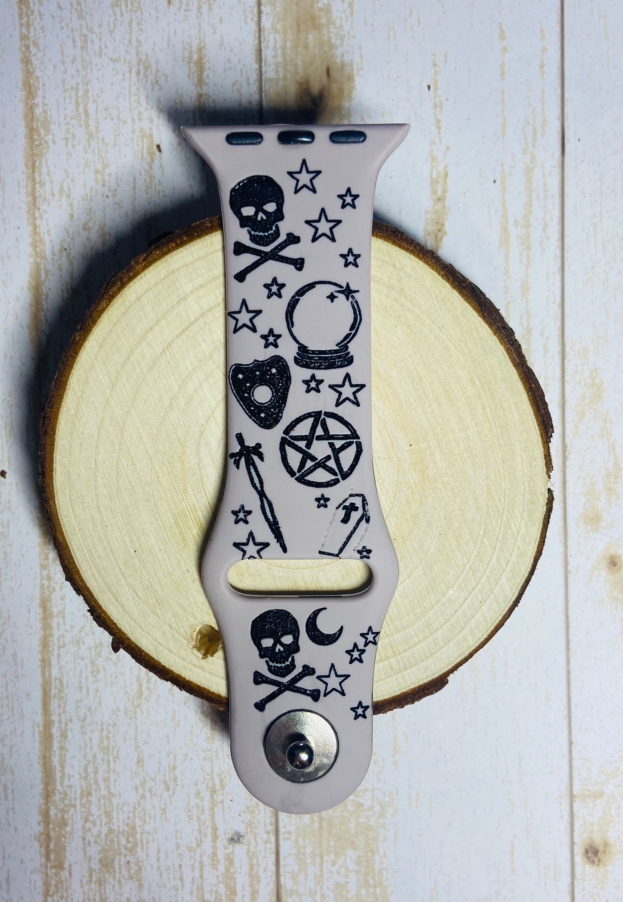 Magic witchy, witchy, coffin, engraved Apple Watch band, Samsung, Fitbit Versa 2, gift for women, gift for teen, Halloween, spooky