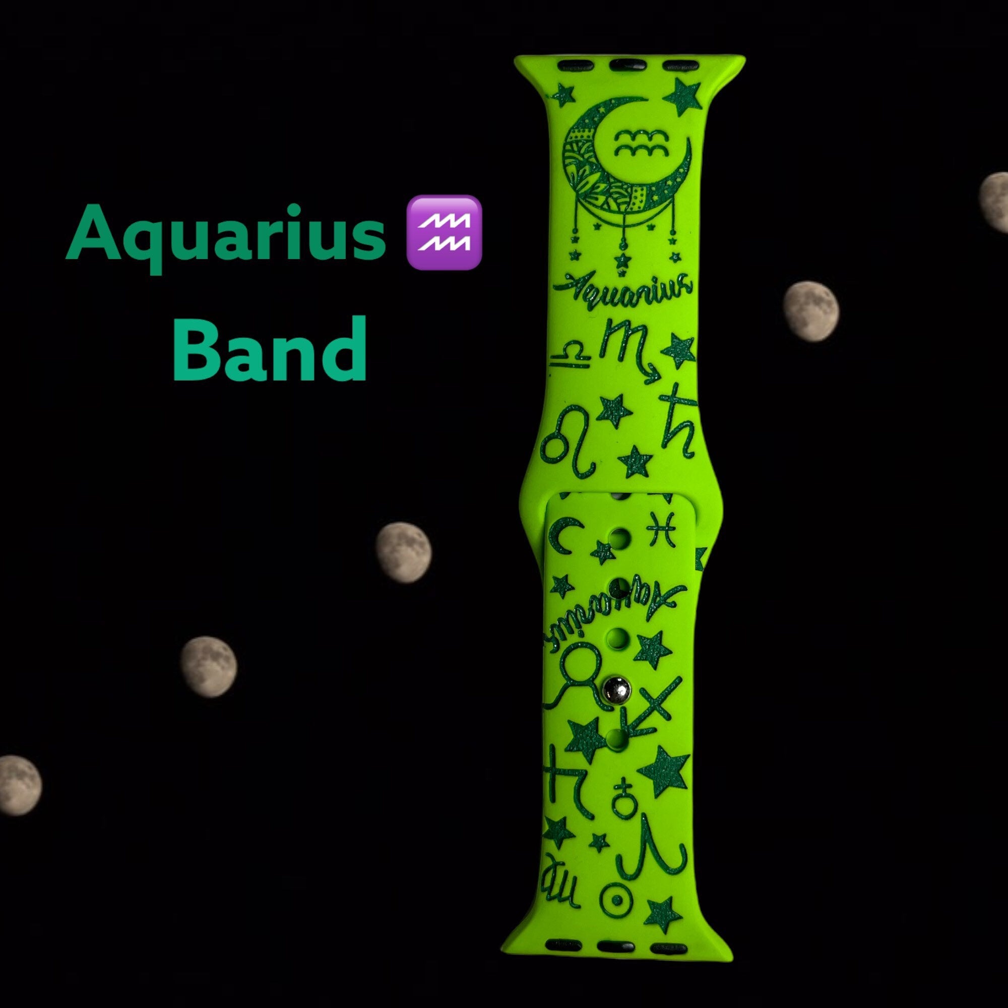 Aquarius engraved watchband, smartwatch 38,40,41,42,44,45mm, Samsung, Fitbit versa 2 , Fitbit versa 3, horoscope, astrology, cosmic sign