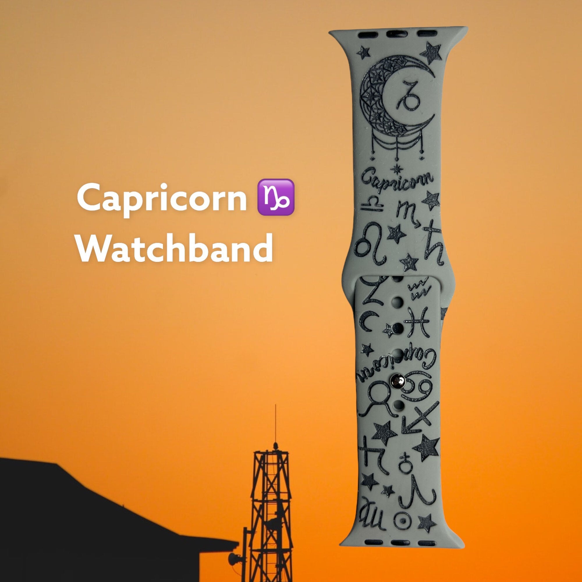 Capricorn engraved watchband, smartwatch 38,40,41,42,44,45mm, Samsung, Fitbit versa 2 , Fitbit versa 3, horoscope, astrology, cosmic sign