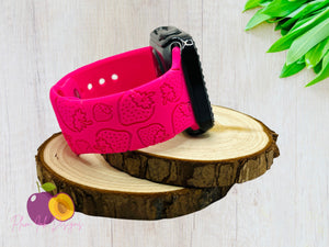 Strawberry band, laser engraved smartwatch band, samsung galaxy, Fitbit versa 2, Fitbit Versa 3,gift for woman