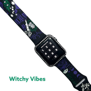 Witchy woman, crystals, apple compatible watchband, Samsung, Fitbit versa 2,gift for mom, moon, stars, crystals, gifts for women,