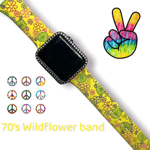 70’s Wildflower band, laser engraved smartwatch band, samsung galaxy, Fitbit versa 2, Fitbit Versa 3,gift for woman