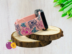 Floral butterfly band, flowers,butterflies band engraved apple watch, Samsung engraved watch band, Fitbit versa 2, gift, Fitbit Versa 3,