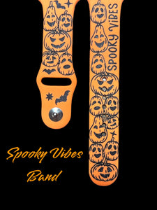 Halloween Pumpkins engraved apple compatible watch, Samsung engraved watch band, Fitbit versa 2 , spooky vibes, bats, freakin bats