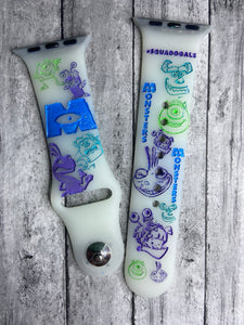 Monsters inc engraved Apple Watch band, Samsung, Fitbit Versa 2