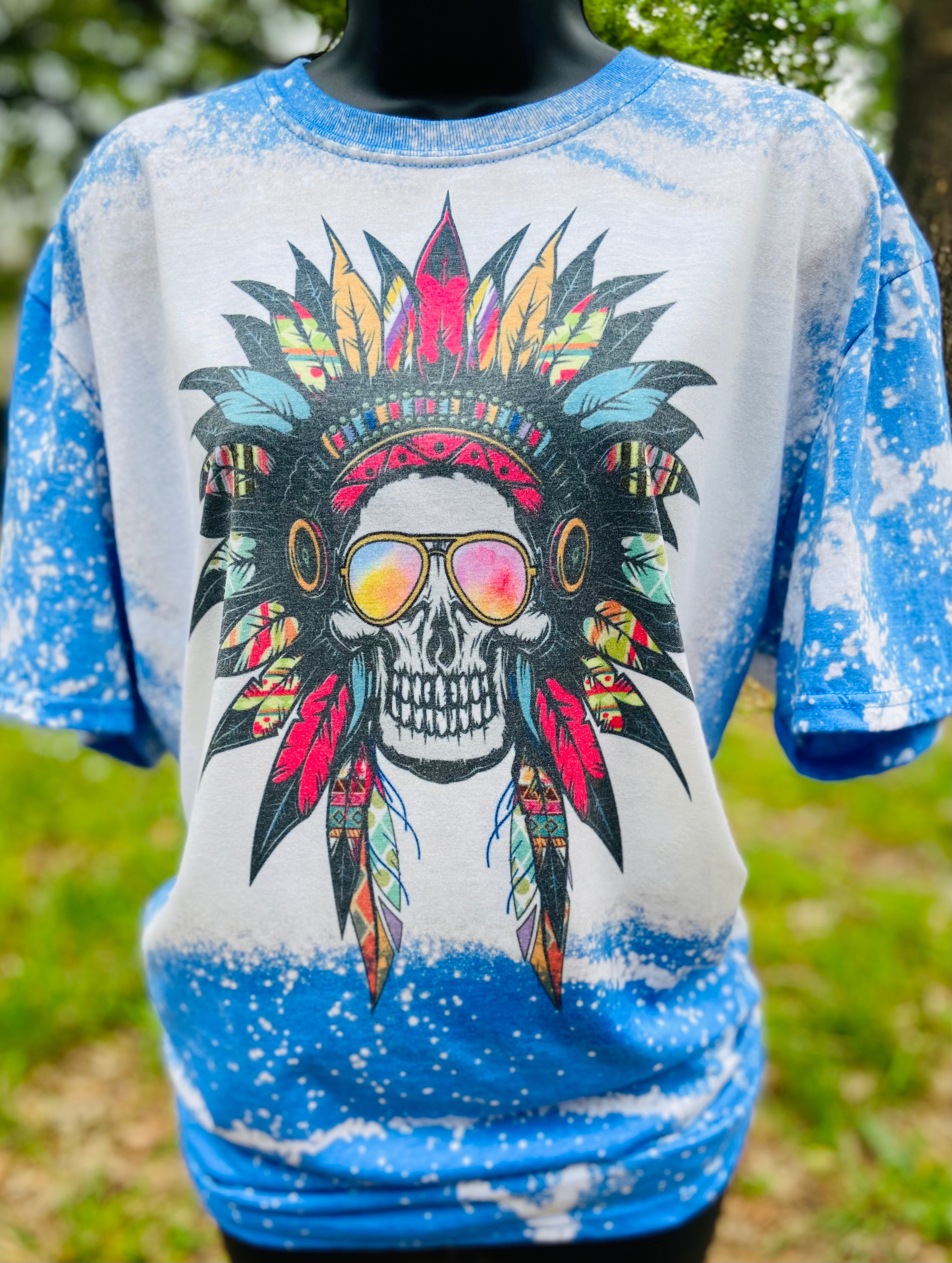 Colorful Aztec Indian bleached tshirt