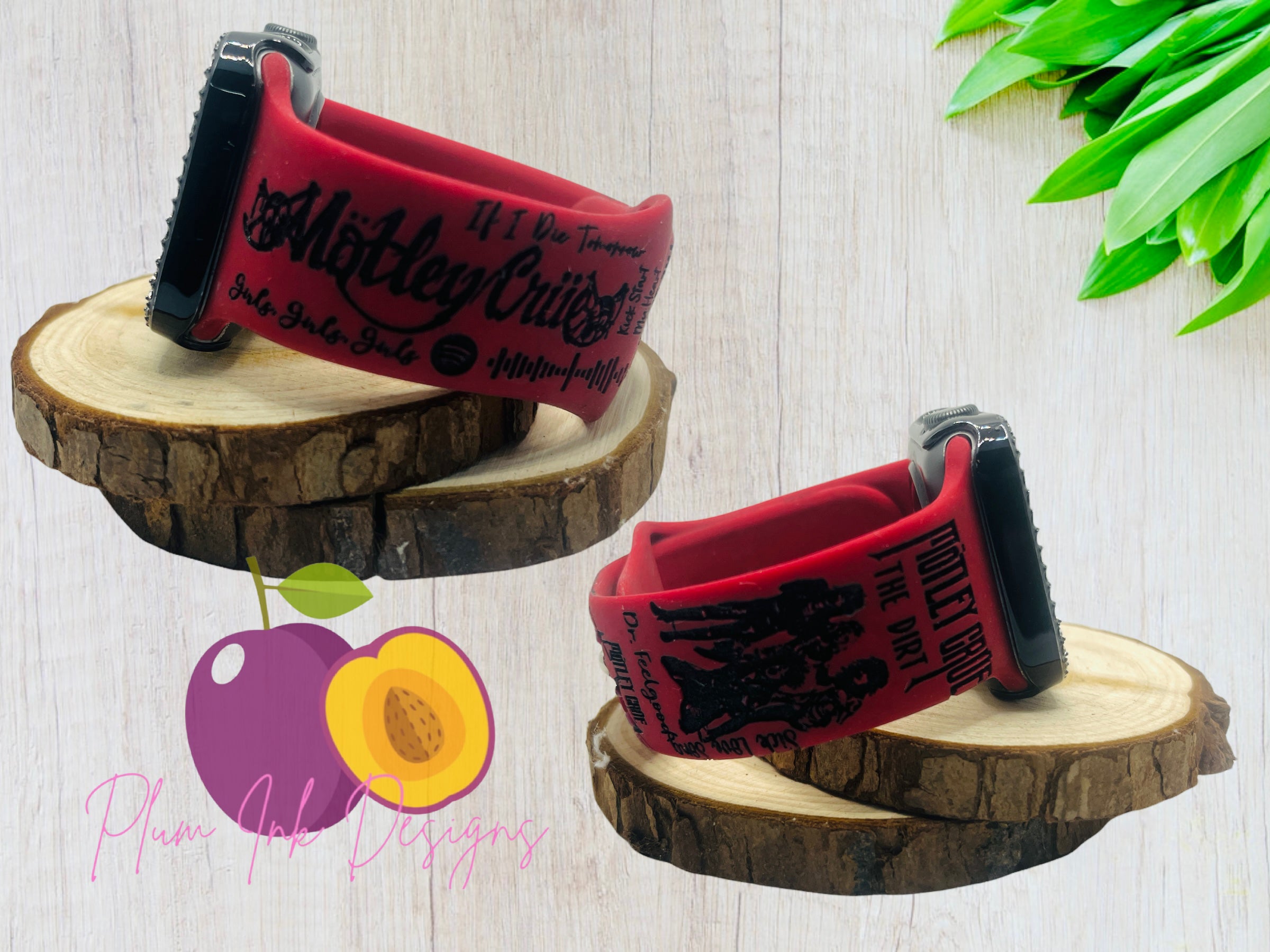 Motley Crue engraved Apple watch band, music theme machine gun Kelly, engraved Samsung Watch band, LV supreme, gift, Fitbit Versa watch, gift for her