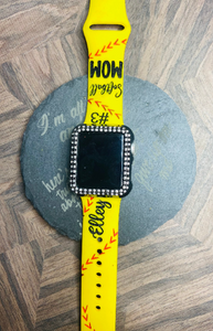 Softball mom engraved apple watch band, Samsung, FItbit versa 2