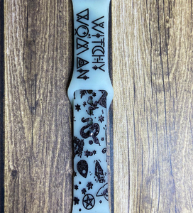 Witch watch band, Samsung, Fitbit Versa, crystals, witchy woman, gift for her, Halloween, silicone watch, moon phase, gift,